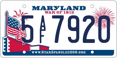 MD license plate 5AF7920