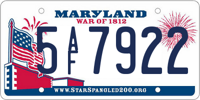 MD license plate 5AF7922