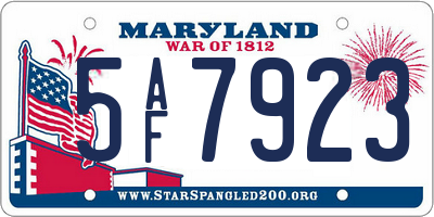 MD license plate 5AF7923