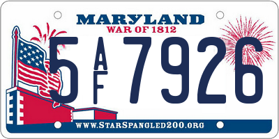 MD license plate 5AF7926