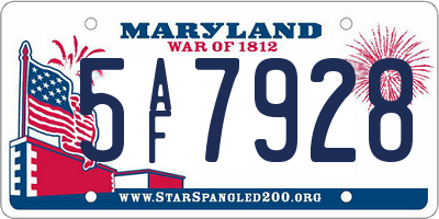 MD license plate 5AF7928