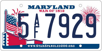 MD license plate 5AF7929