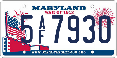 MD license plate 5AF7930
