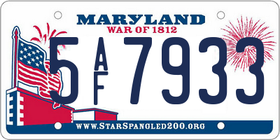 MD license plate 5AF7933