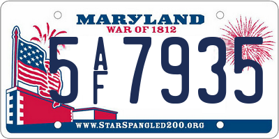 MD license plate 5AF7935
