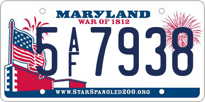 MD license plate 5AF7938