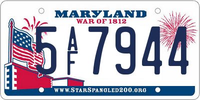 MD license plate 5AF7944