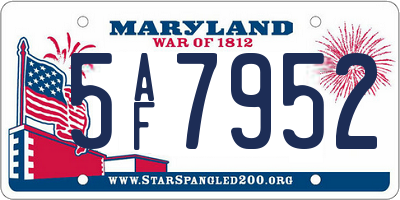 MD license plate 5AF7952
