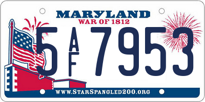 MD license plate 5AF7953