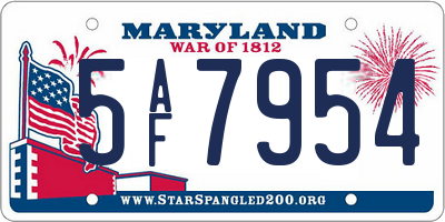 MD license plate 5AF7954