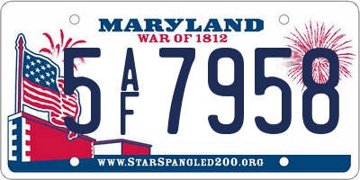 MD license plate 5AF7958