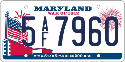 MD license plate 5AF7960