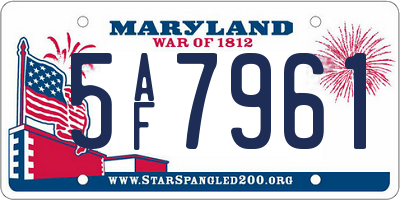 MD license plate 5AF7961