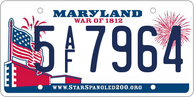 MD license plate 5AF7964