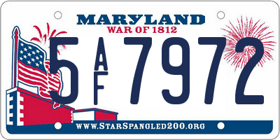 MD license plate 5AF7972