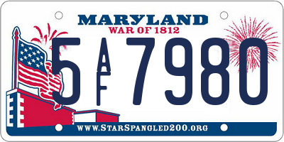 MD license plate 5AF7980