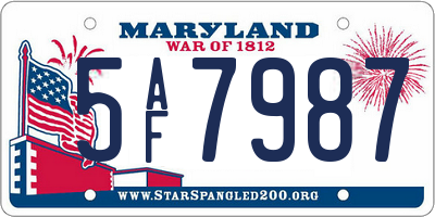MD license plate 5AF7987