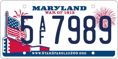MD license plate 5AF7989