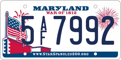 MD license plate 5AF7992