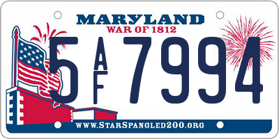 MD license plate 5AF7994