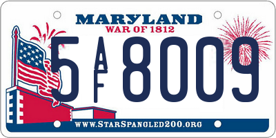 MD license plate 5AF8009