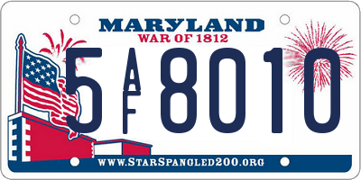 MD license plate 5AF8010