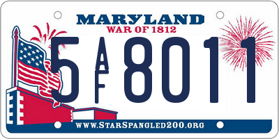 MD license plate 5AF8011