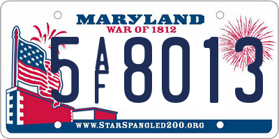 MD license plate 5AF8013