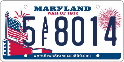 MD license plate 5AF8014