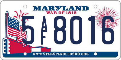 MD license plate 5AF8016