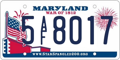 MD license plate 5AF8017