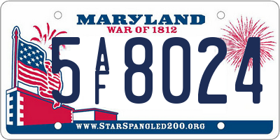 MD license plate 5AF8024