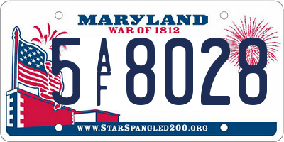 MD license plate 5AF8028