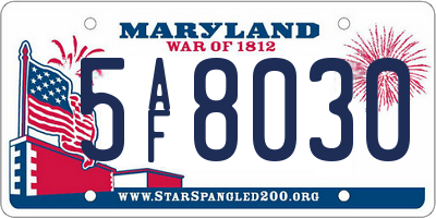 MD license plate 5AF8030