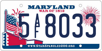 MD license plate 5AF8033