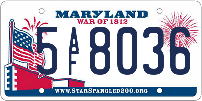 MD license plate 5AF8036