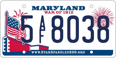 MD license plate 5AF8038