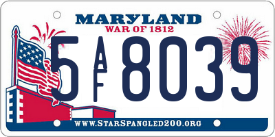 MD license plate 5AF8039