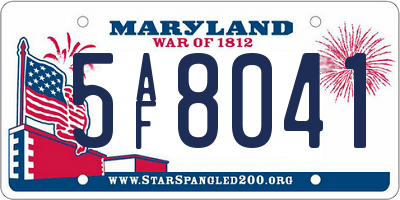 MD license plate 5AF8041