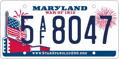MD license plate 5AF8047