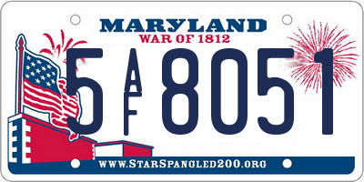 MD license plate 5AF8051