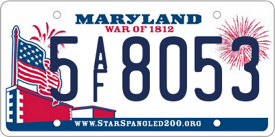 MD license plate 5AF8053