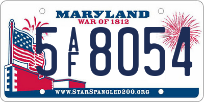 MD license plate 5AF8054