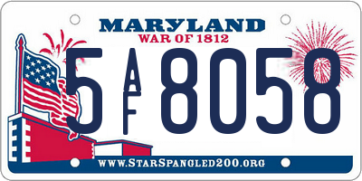 MD license plate 5AF8058