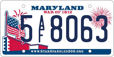 MD license plate 5AF8063
