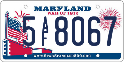 MD license plate 5AF8067