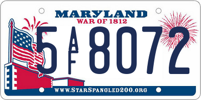 MD license plate 5AF8072