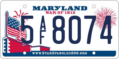 MD license plate 5AF8074