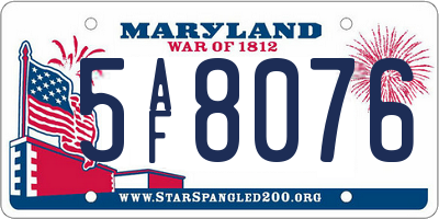 MD license plate 5AF8076