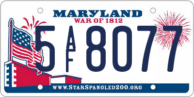 MD license plate 5AF8077